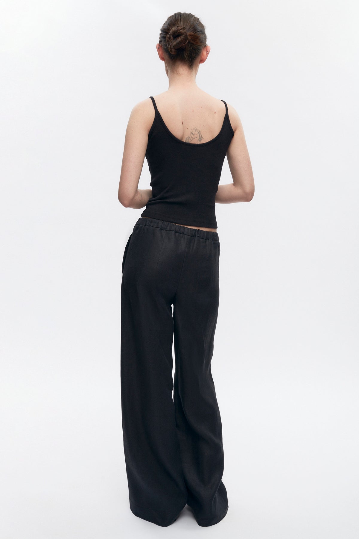 Pantalon à enfiler en lin Persea pour femme en noir