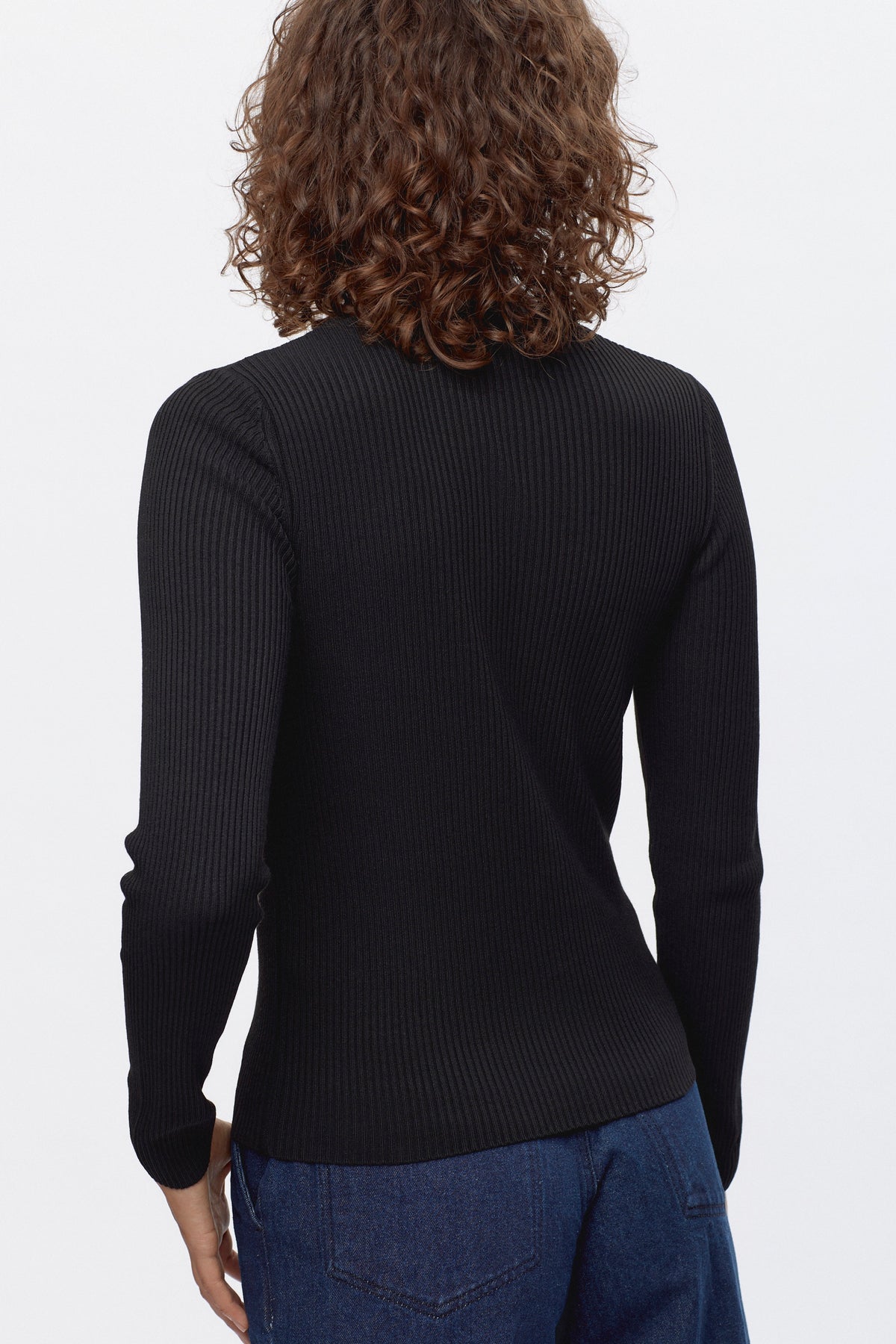 Henley côtelé pour femmes en noir