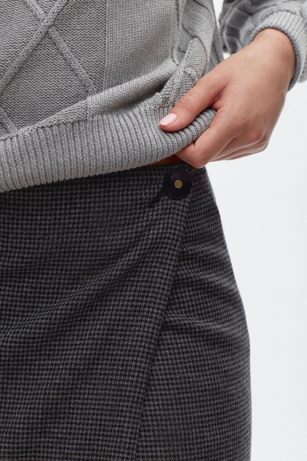 Jupe en laine Rosetta pour femme en noir à chevrons