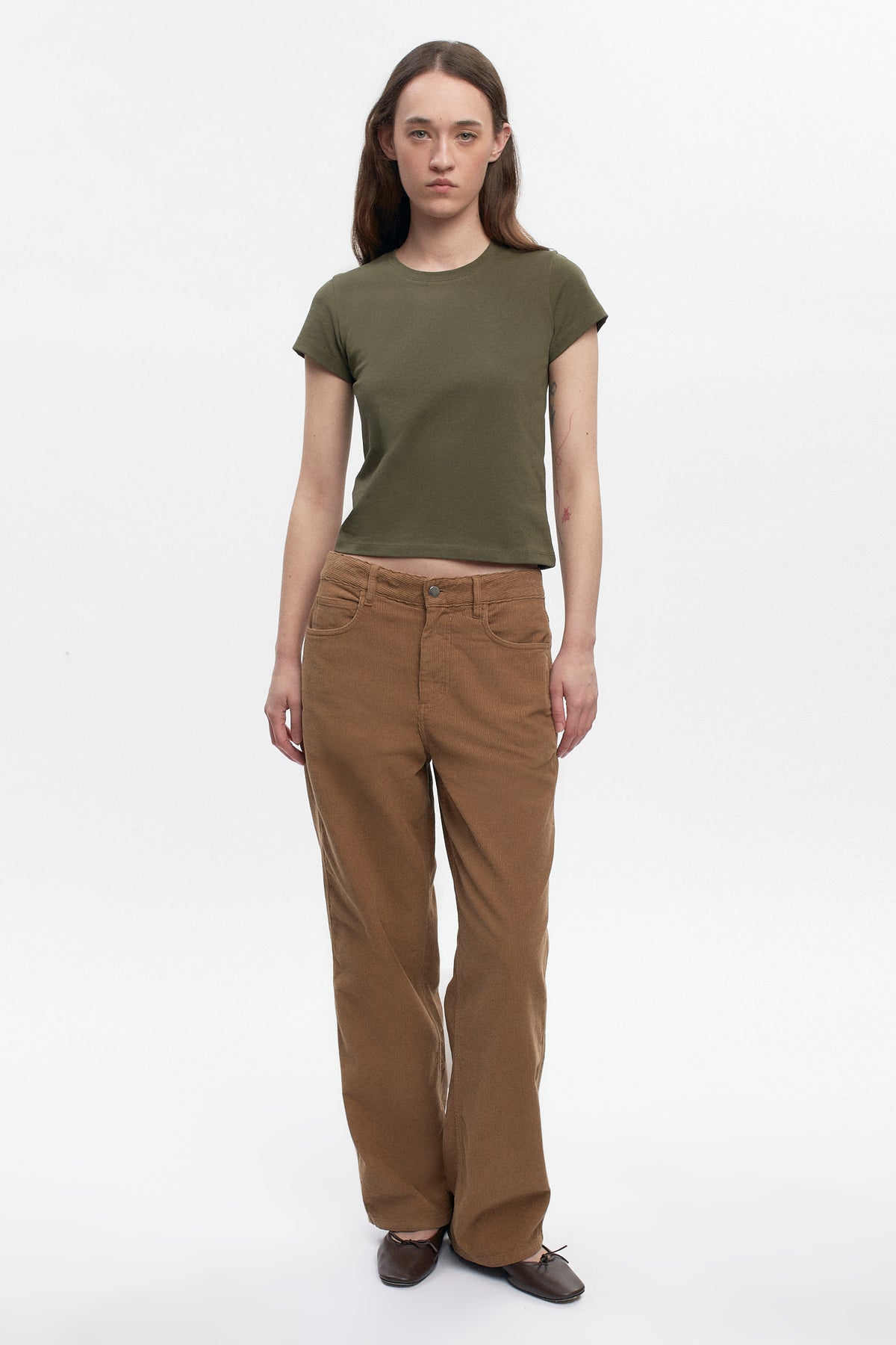 Women's Shrunken Tee in Olive