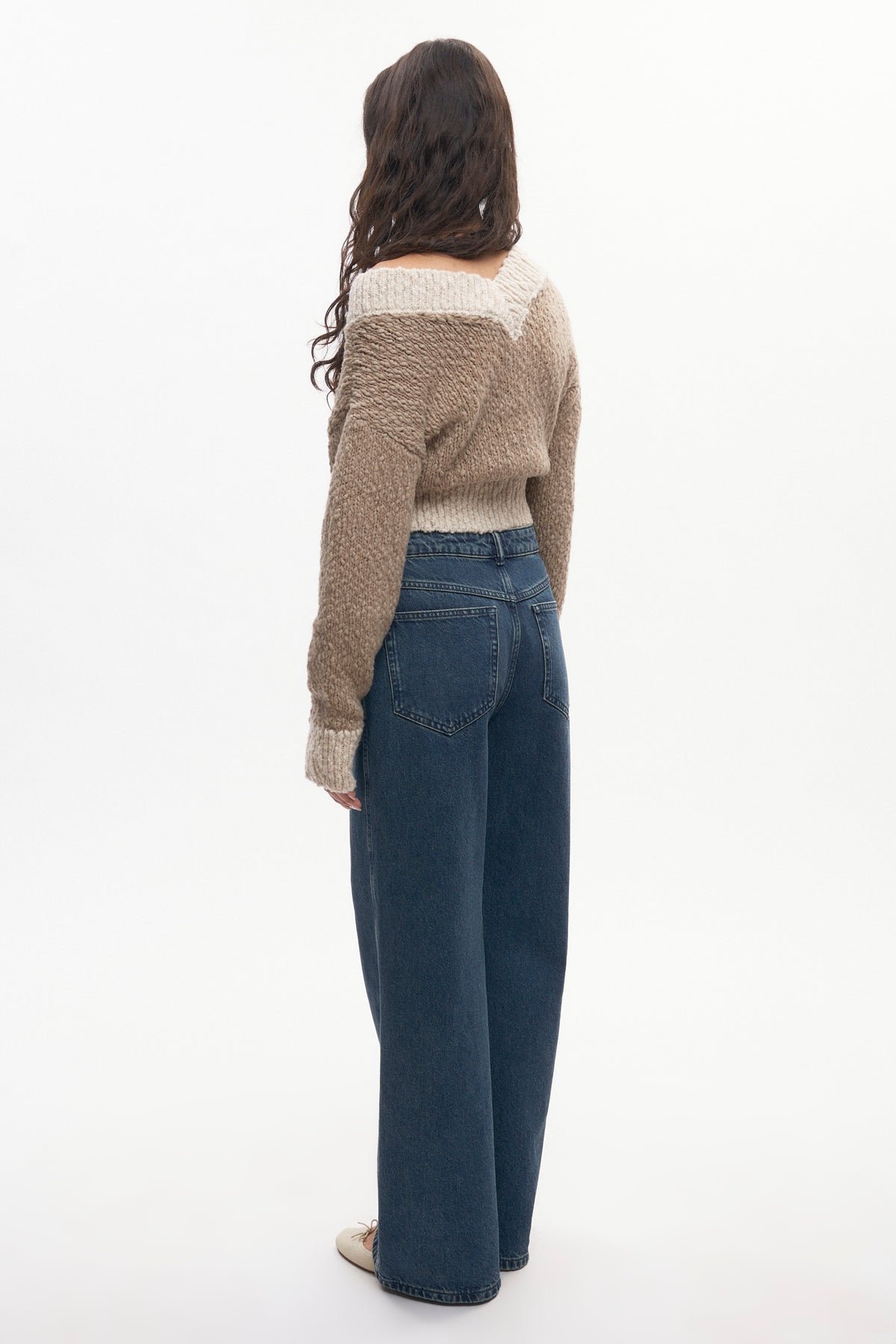 Pull à col en V Sia pour femme en dove/Marshmallow