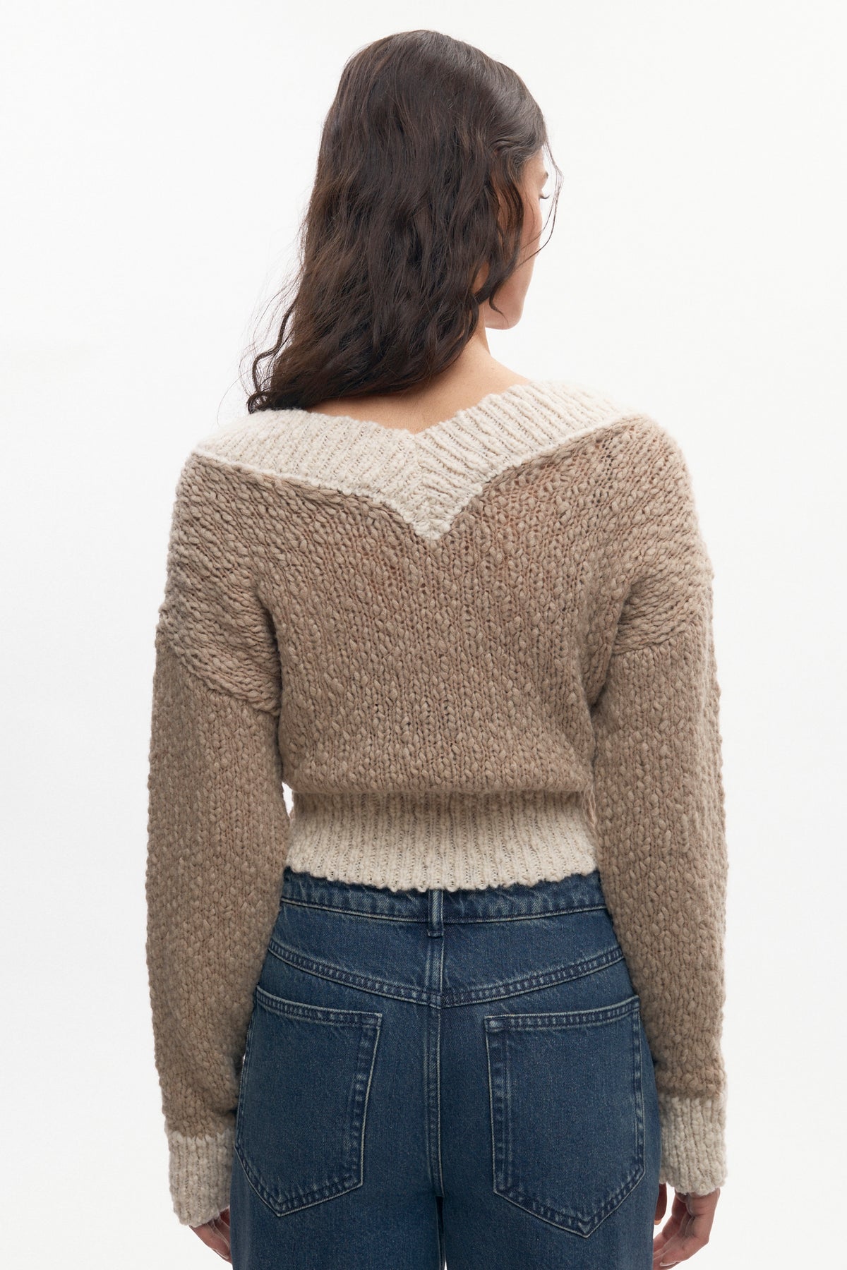Pull à col en V Sia pour femme en dove/Marshmallow