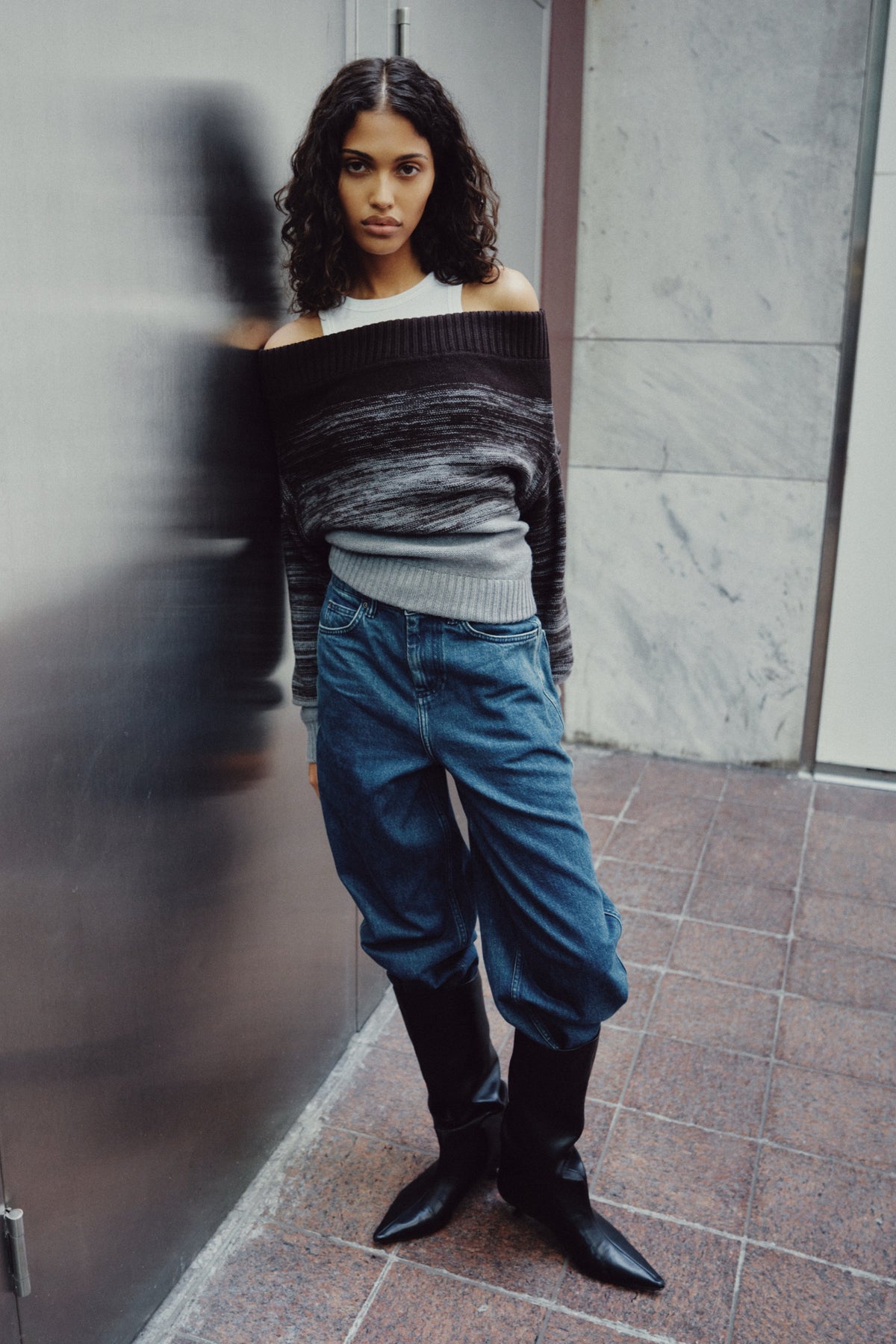 Le Pull Convertible en coffee Bean/Grey Melange