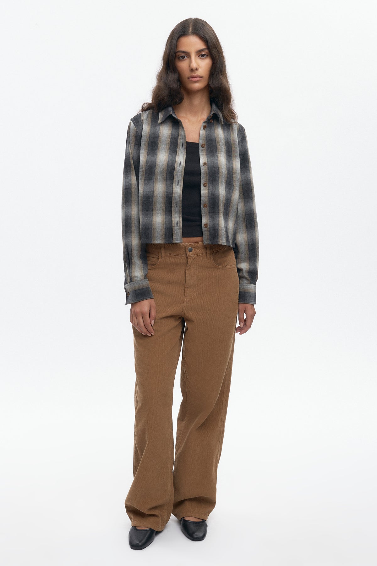 Chemise femme en flanelle de laine en sand Plaid