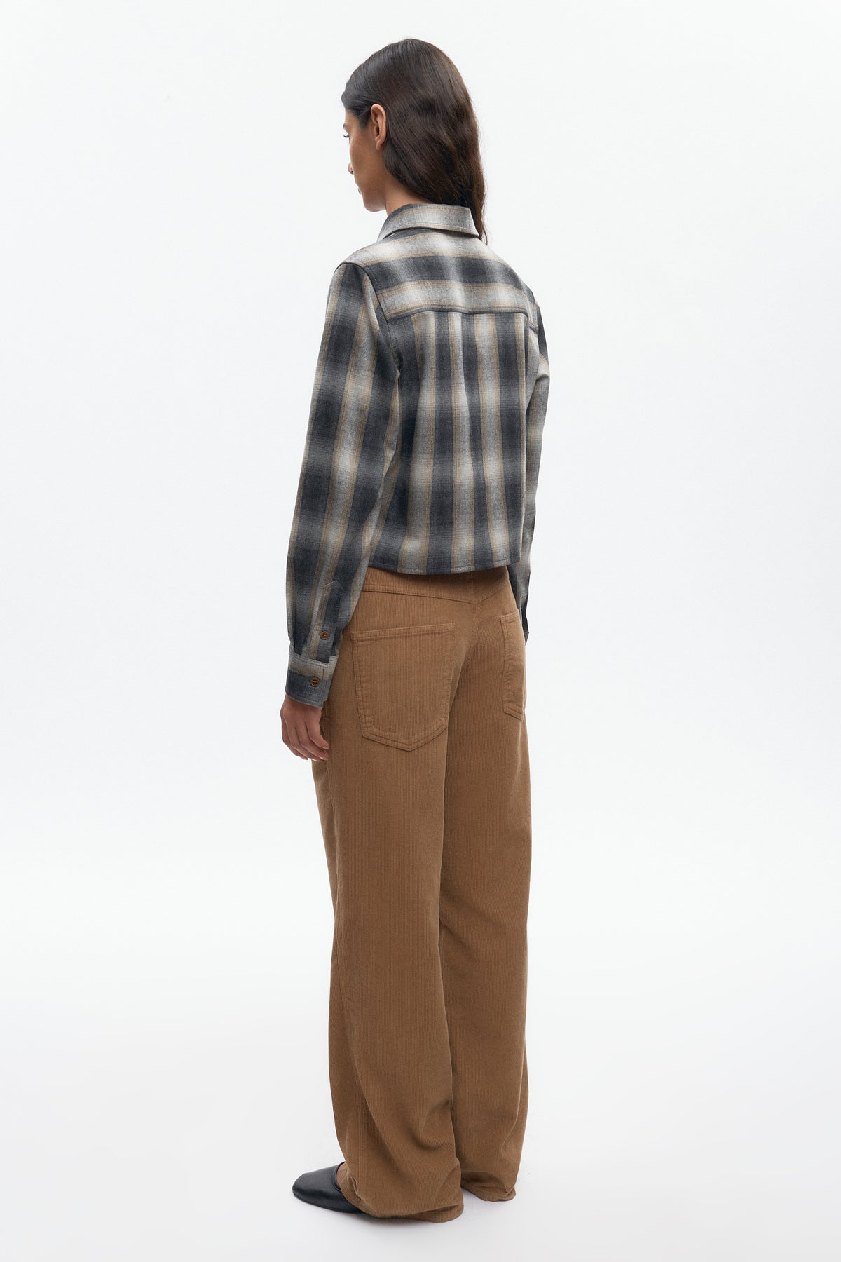 Chemise femme en flanelle de laine en sand Plaid