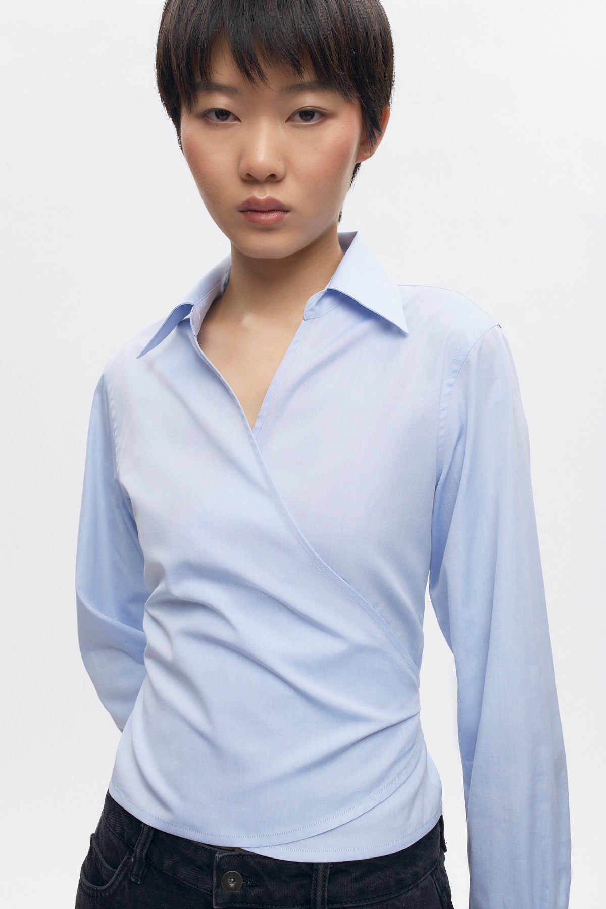Chemise cache-cœur pour femme en air