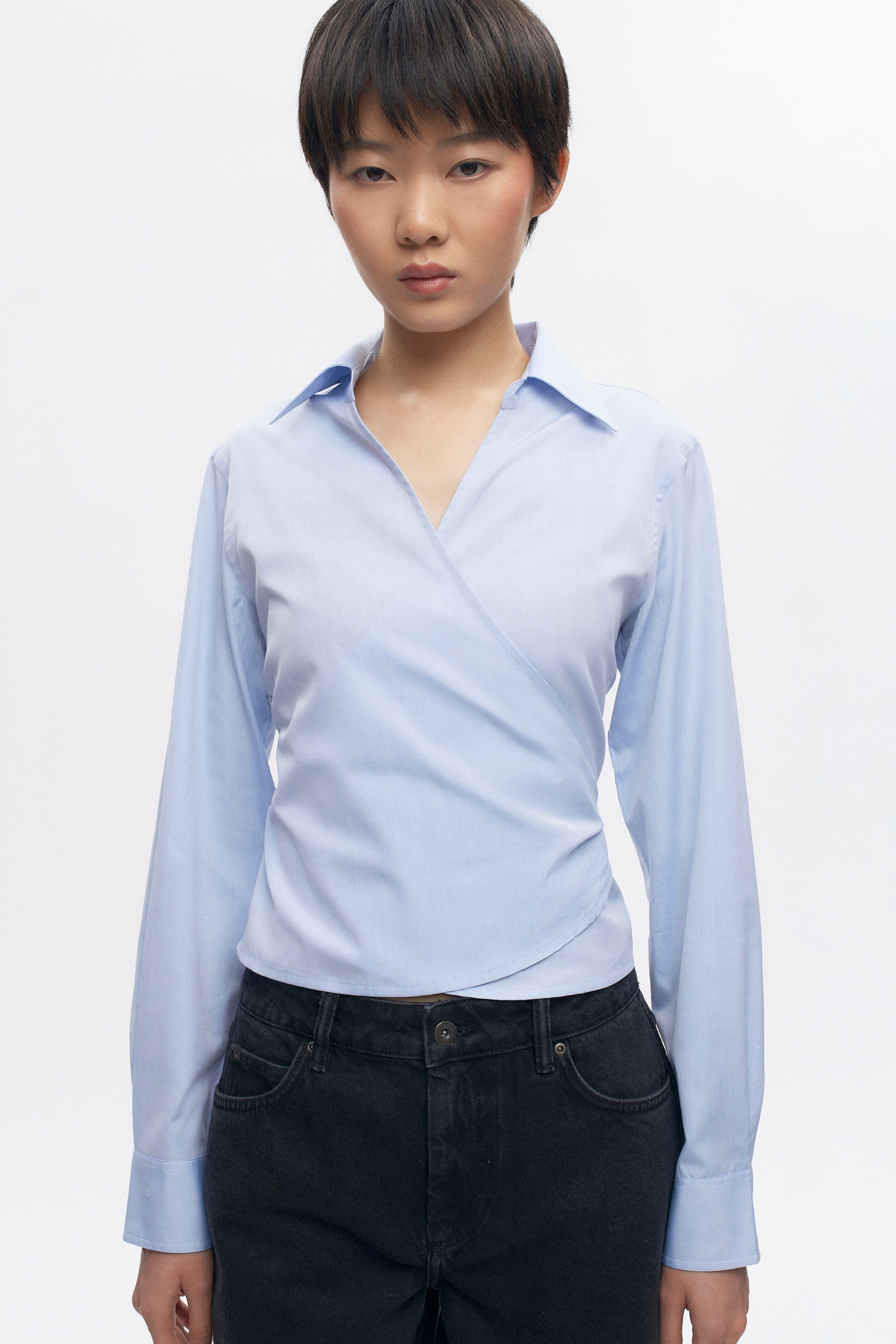 Chemise cache-cœur pour femme en air
