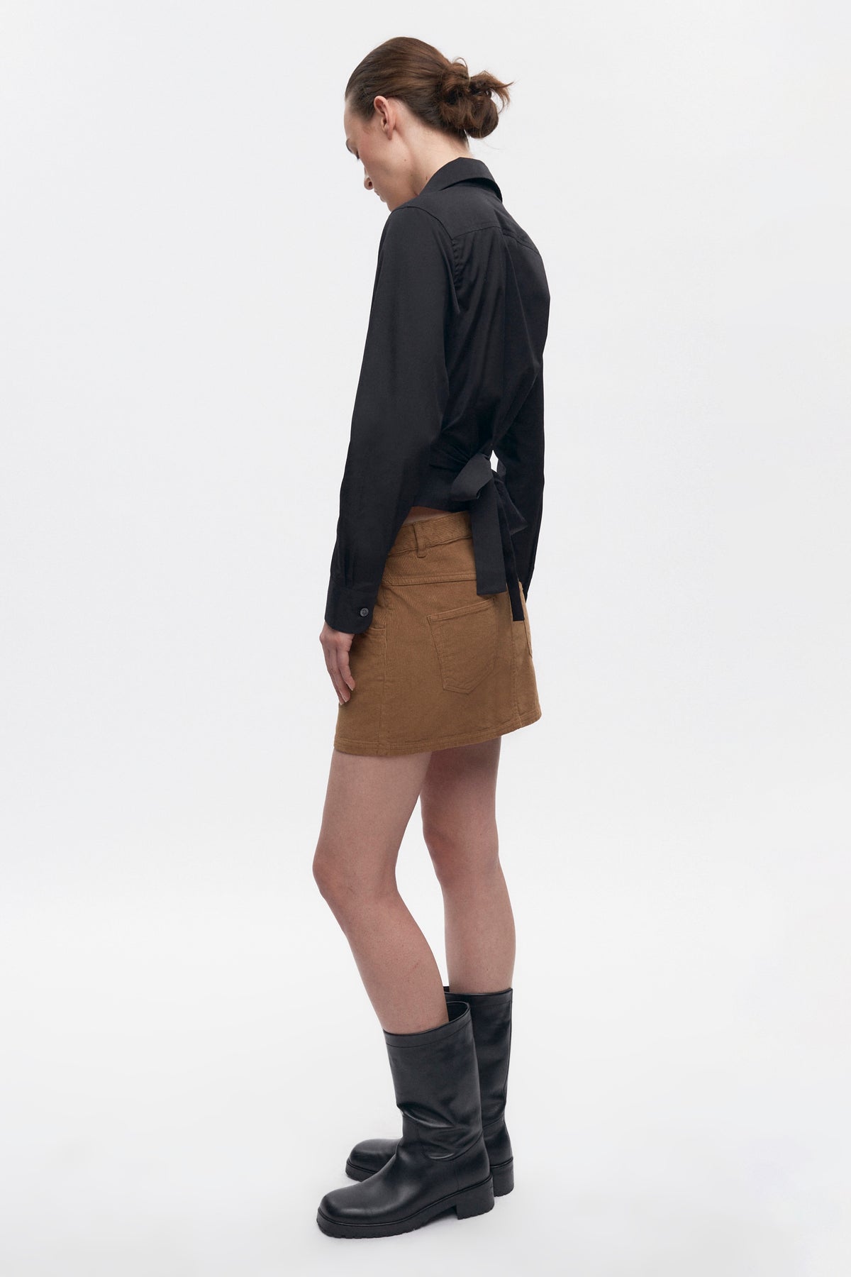 Chemise cache-cœur pour femme en noir