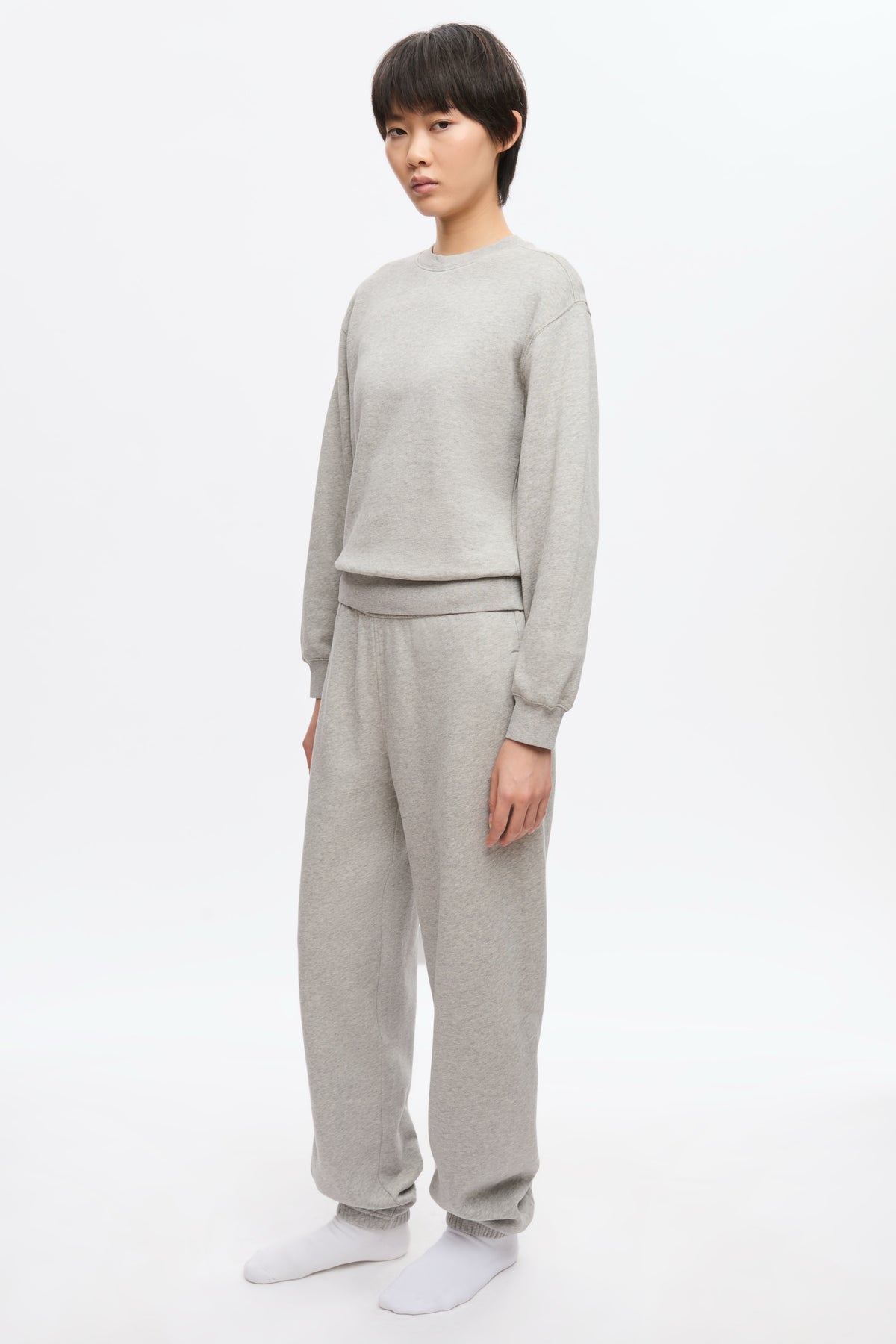 Pantalon de survêtement essentiel pour femme en gris chiné