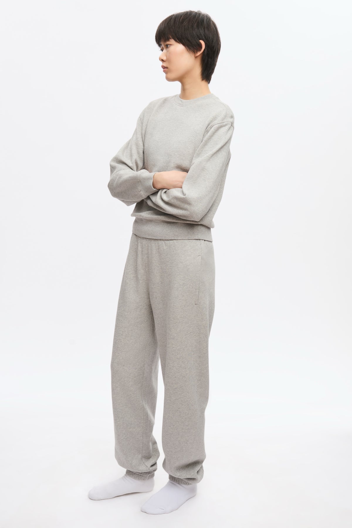 Pantalon de survêtement essentiel pour femme en gris chiné