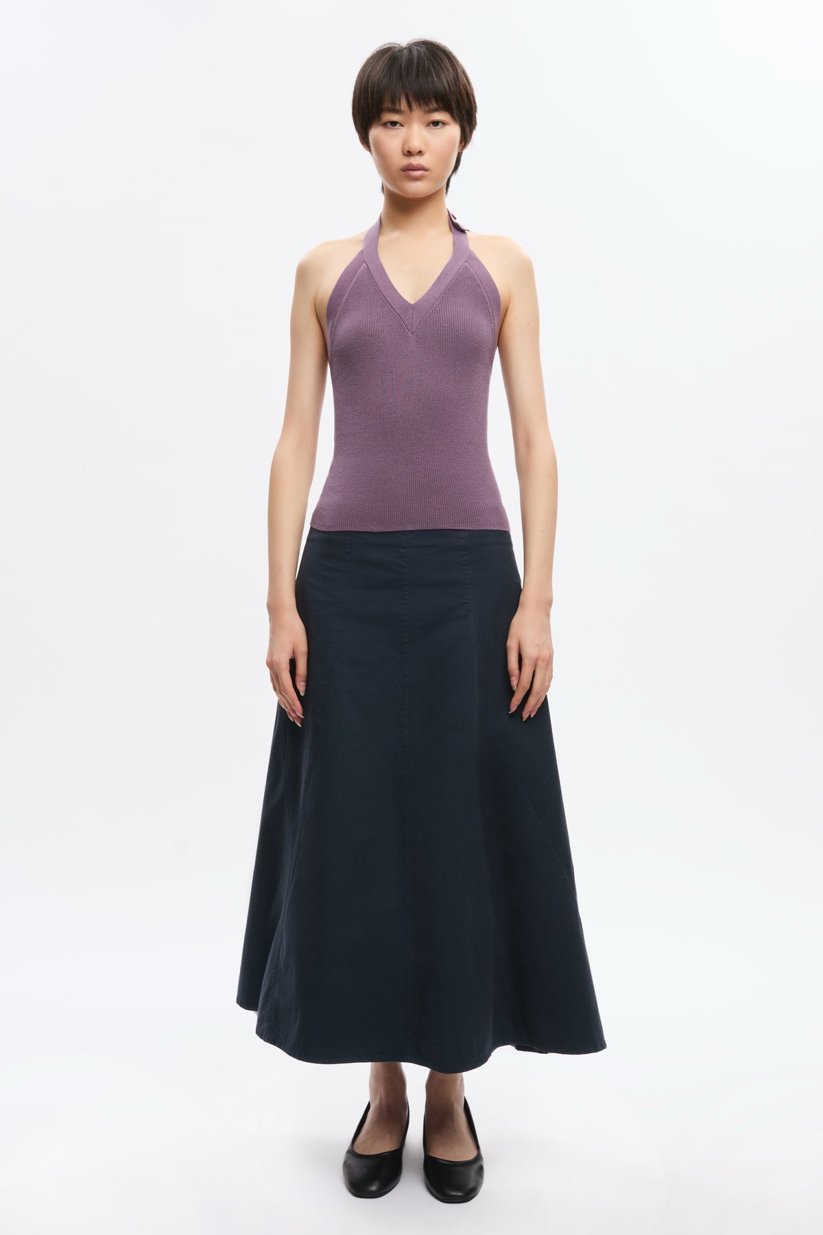 Haut dos nu en tricot Iris pour femme en mauve