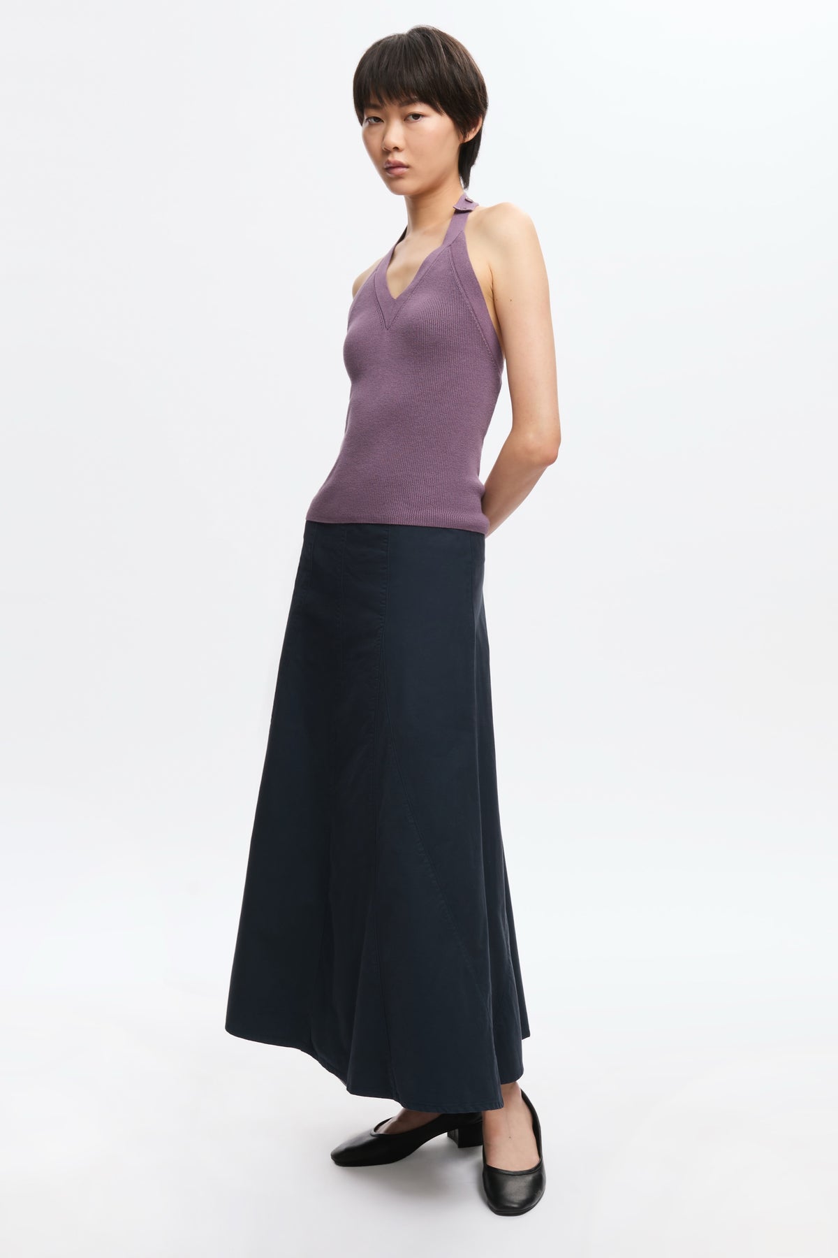 Haut dos nu en tricot Iris pour femme en mauve