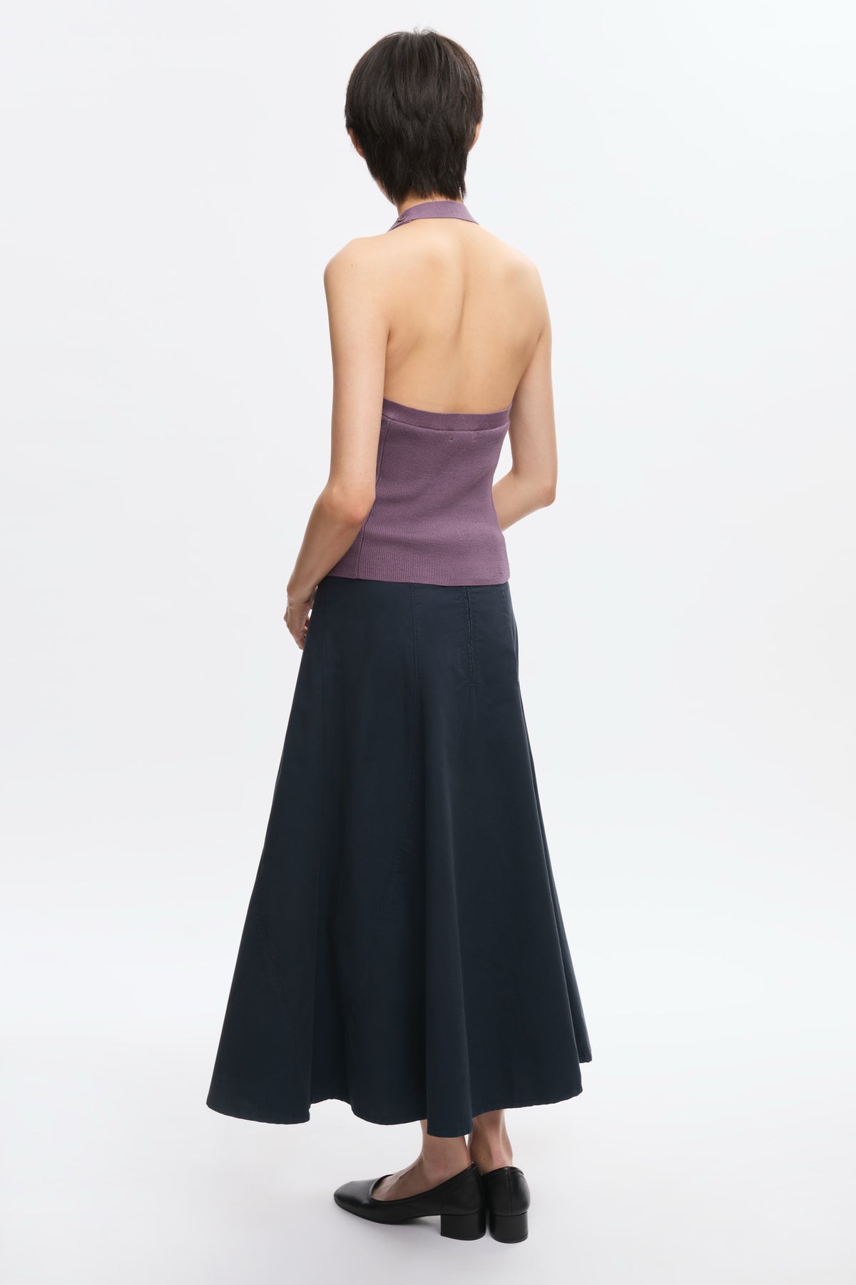Haut dos nu en tricot Iris pour femme en mauve